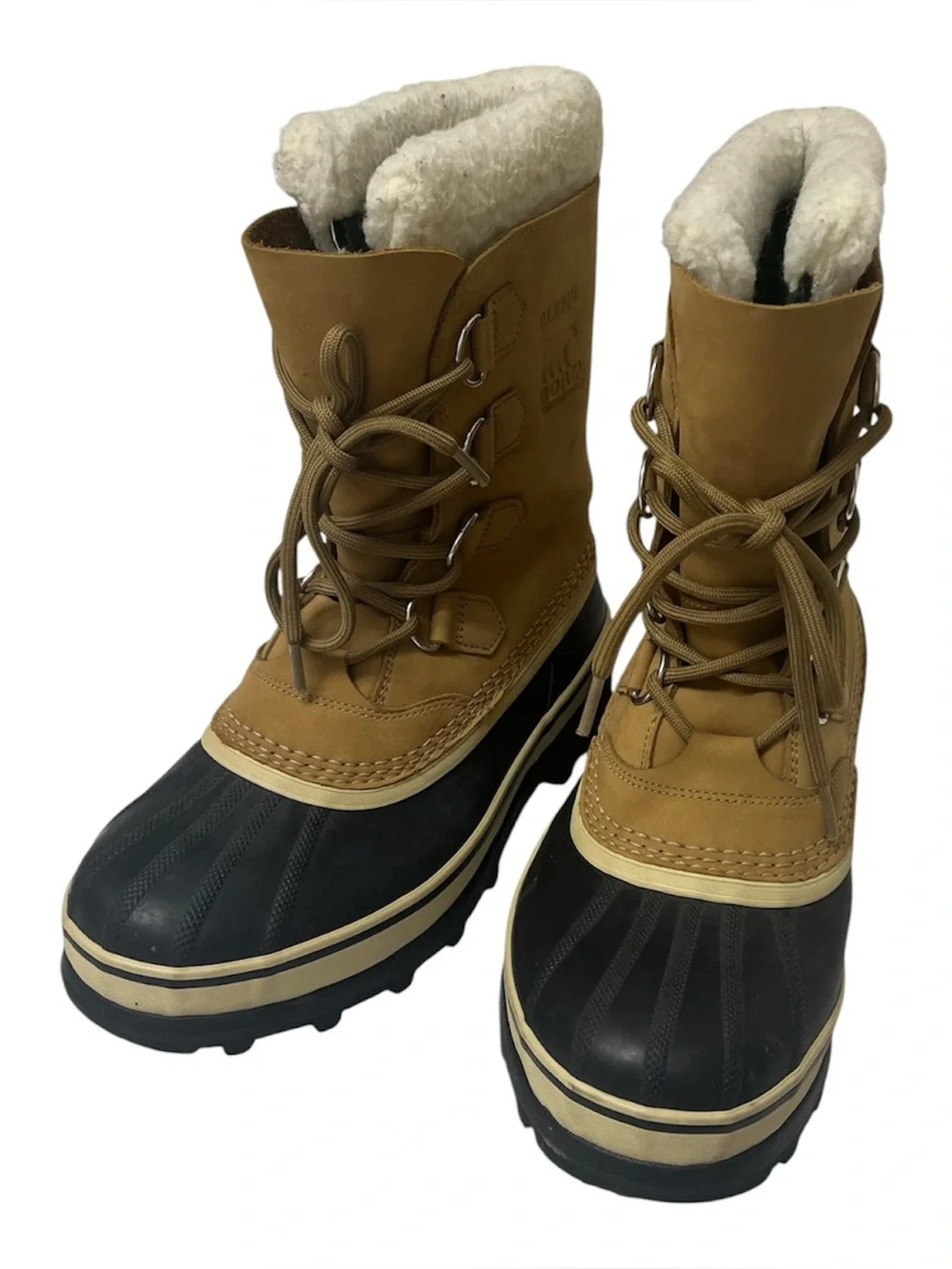 Sorel Women’s Caribou Waterproof Tan Leather Faux Fur Winter Boots SZ 7.5